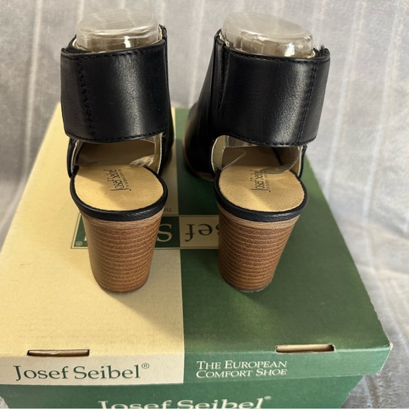 Josef Seibel Bonnie 09 Peep Toe Leather Black Booties EU 37 US 6 to 6.5 - Picture 4 of 11